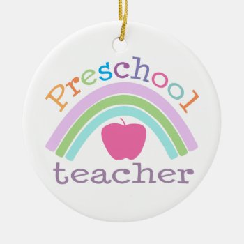 Personalized Preschool Teacher Rainbow Ornament by teachertees at Zazzle