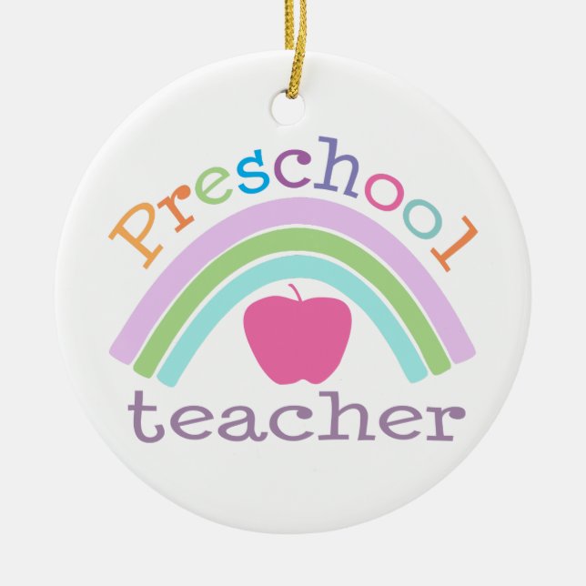 Personalized Preschool Teacher Rainbow Ornament (Front)