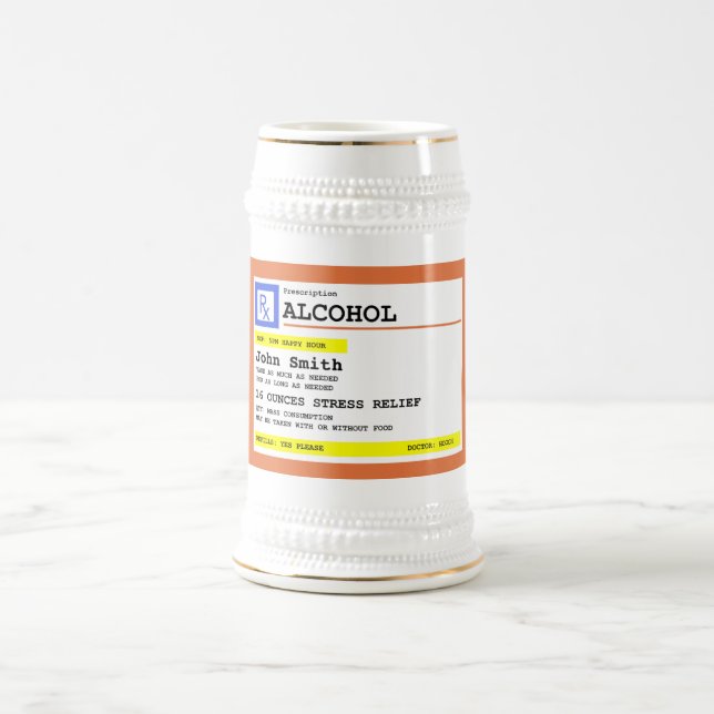 Personalized Prescription Alcohol Humorous Beer Stein (Center)