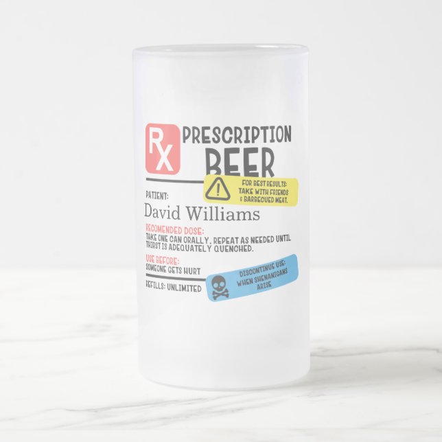 Personalized Prescription Beer Mug (Center)