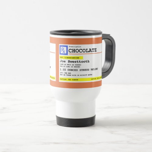 Personalized Prescription Hot Chocolate or Coffee  Travel Mug