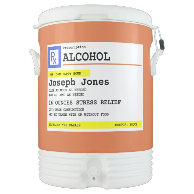 Personalized Prescription Humorous Alcohol Beverage Cooler (Front)
