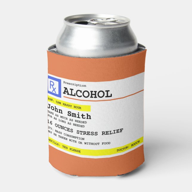 Personalized Prescription Humorous Alcohol Can Cooler (Can Front)