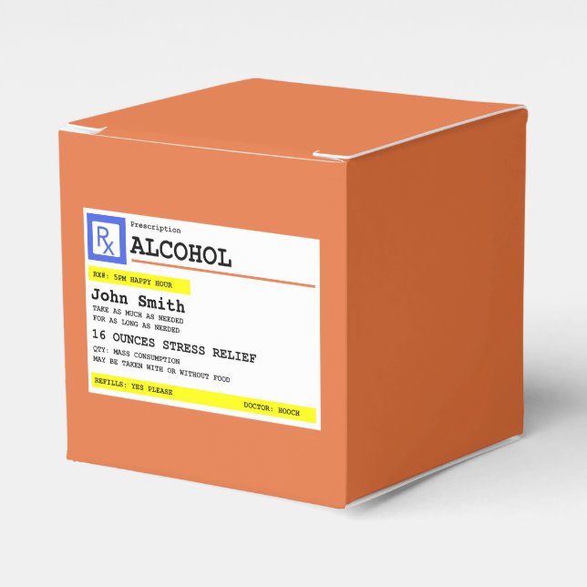 Personalized Prescription Humorous Alcohol   Favor Boxes (Front Side)