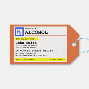 Personalized Prescription Humorous Alcohol Gift Tags