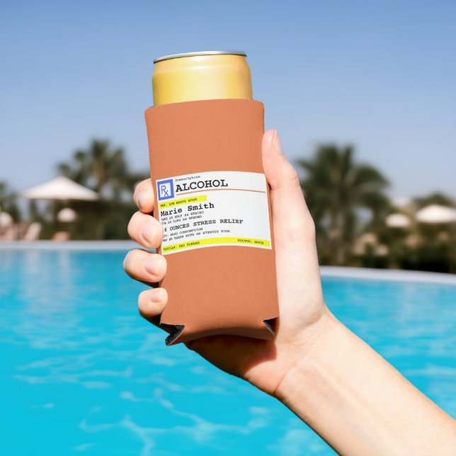 Personalized Prescription Humorous Alcohol Seltzer Can Cooler (In Situ Pool)