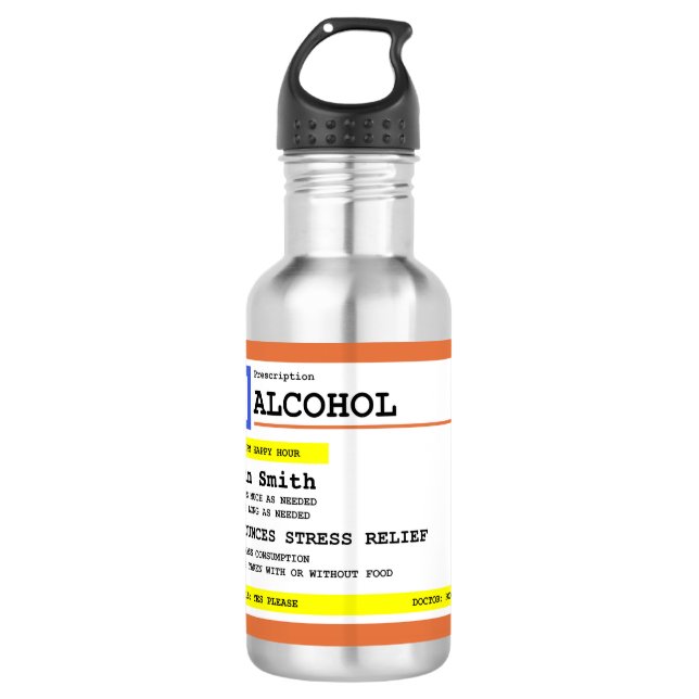 Personalized Prescription Humorous Alcohol     Stainless Steel Water Bottle (Front)