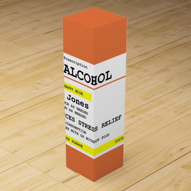 Personalized Prescription Humorous Alcohol   Wine Box (Front)