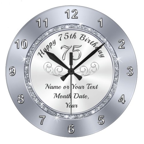 Personalized, Presents for 75th Birthday Clock