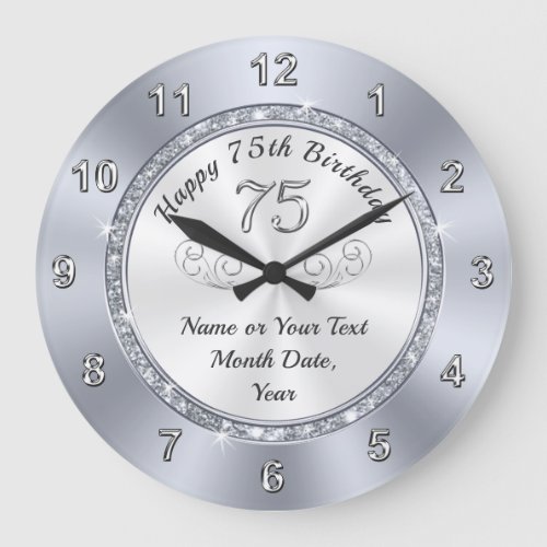 Personalized Presents for 75th Birthday Clock