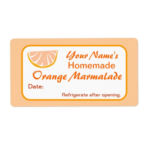 Personalized Preserve Labels Orange Marmalade