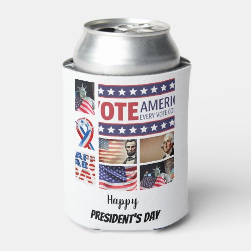 Personalized Presidents Day 8 Photo Collage  Can Cooler