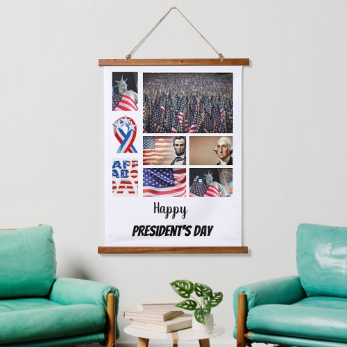 Personalized Presidents Day 8 Photo Collage Hanging Tapestry