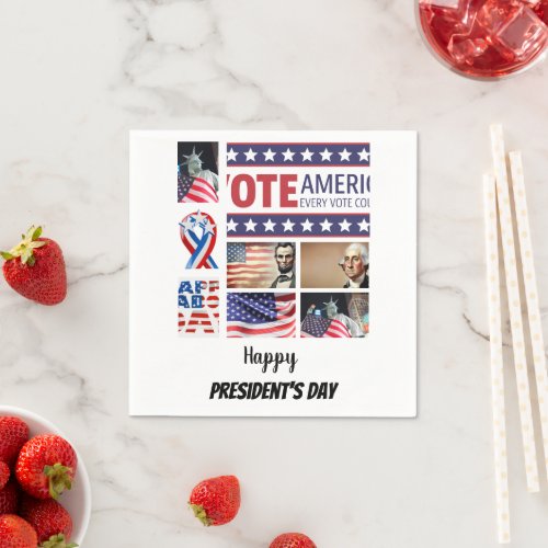 Personalized Presidents Day 8 Photo Collage Napkins