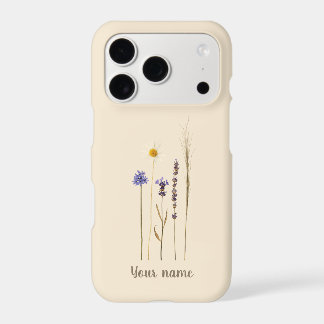 Personalized Pressed Flowers Name iPhone Case
