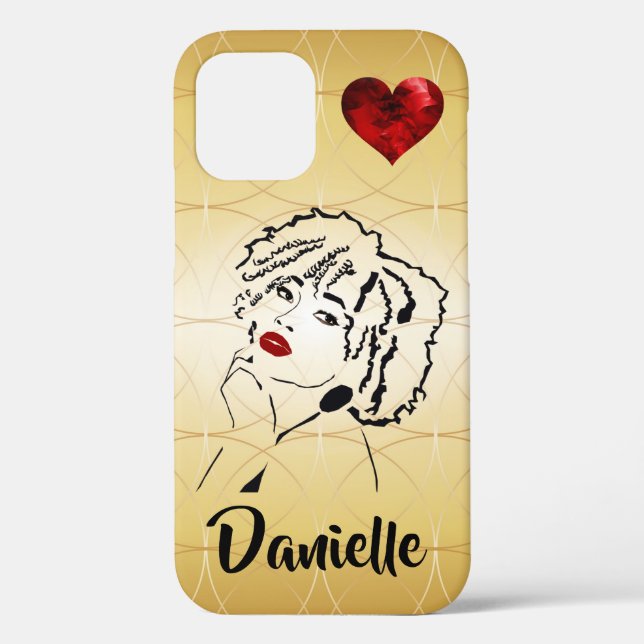 Personalized Pretty African Woman iPhone 12 Case (Back)