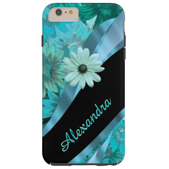 Personalized pretty aqua blue floral pattern Case-Mate iPhone case (Back)