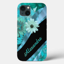 Personalized pretty aqua blue floral pattern