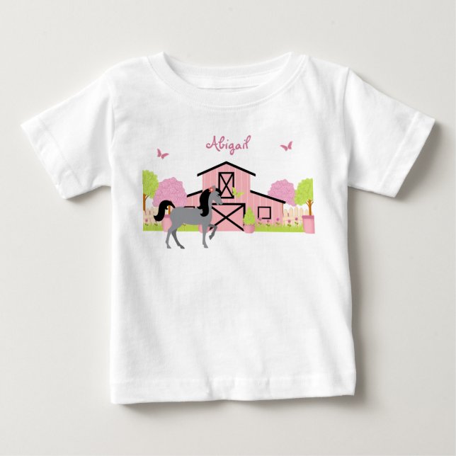 Personalized Pretty Barn & Garden Horse T-Shirt (Front)