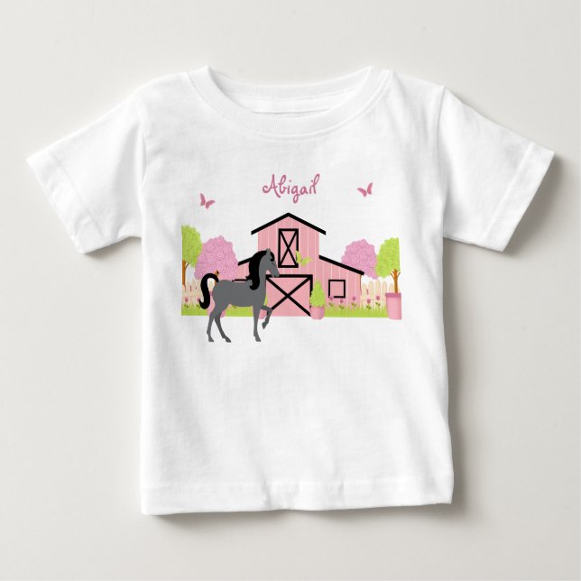 Personalized Pretty Barn & Garden Horse T-Shirt (Front)