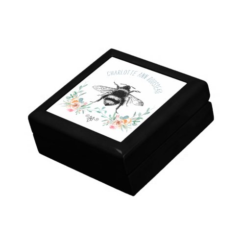 Personalized Pretty Bee Floral Keepsake Gift Box
