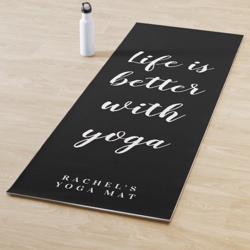 Personalized pretty black and white thick yoga mat