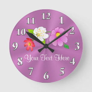 Personalized Pretty Clocks with Hawaiian Flowers