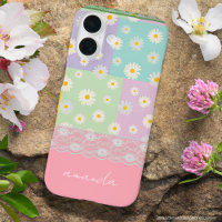 Personalized pretty colorful girly daisy Pink blue