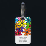 Personalized Pretty Colorful Modern Daisy Flowers Luggage Tag<br><div class="desc">Pretty colorful painted daisy flowers. For adults or kids. Easily find your luggage bag with this bright colorful tag. Features painted daisies in red, blue, yellow, orange and pink. All have are rimmed with a black outline, and have a different color center. The flower images are loosely and simply colored....</div>