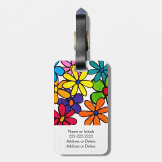 Personalized Pretty Colorful Modern Daisy Flowers Luggage Tag