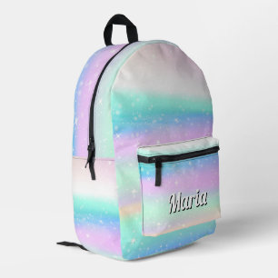 Personalized Pretty Colorful Modern Girly Rainbow Printed Backpack