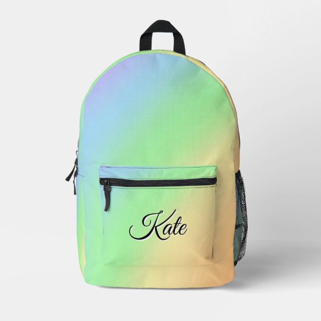 Personalized Pretty Colorful Modern Girly Rainbow  Printed Backpack (Front)