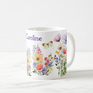 Personalized Pretty Colorful Summer Flowers Coffee Mug