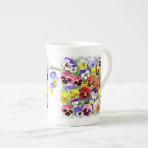 Personalized Pretty Colourful Pansies Bone China Mug
