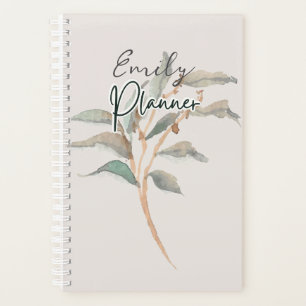 Personalized Pretty design watercolor leaves Chic Planner