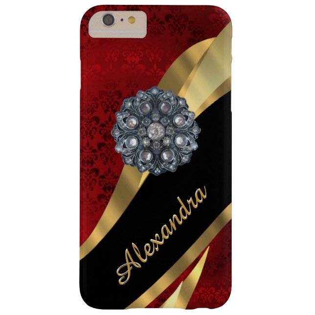 Personalized pretty elegant red damask pattern Case-Mate iPhone case (Back)