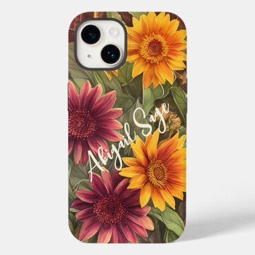 Personalized Pretty Fall Flowers Autumn Floral Case_Mate iPhone 14 Case