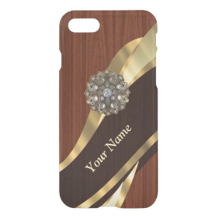 Personalized pretty faux cherry wood iPhone SE/8/7 case