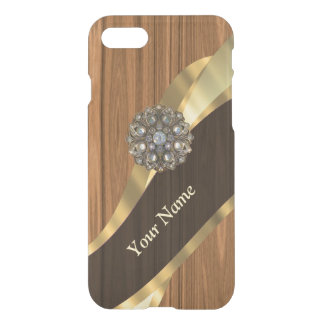 Personalized pretty faux pine wood iPhone SE/8/7 case