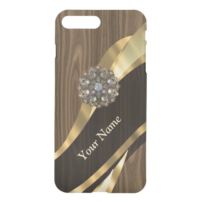 Personalized pretty faux wood uncommon iPhone case (Back)
