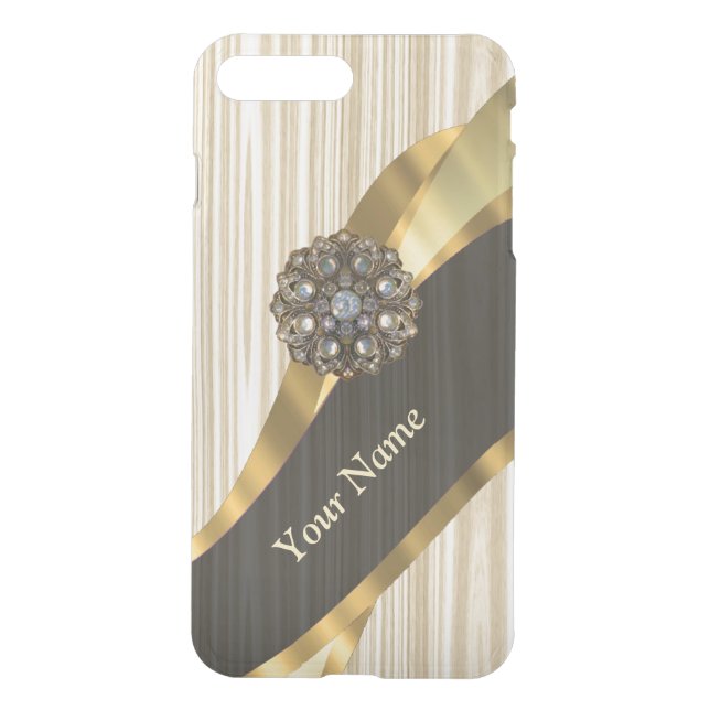 Personalized pretty faux wooden uncommon iPhone case (Back)