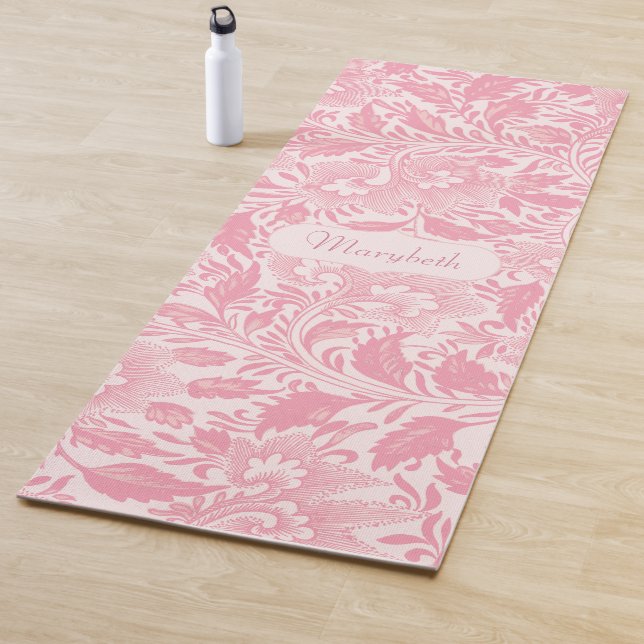 Personalized Pretty Girly Pink Flowers Yoga Mat (In Situ)