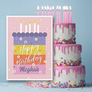 Personalized Pretty Happy Birthday  Card