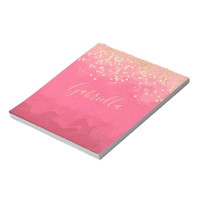 Personalized Pretty in Pink With Gold Notepad (Rotated)