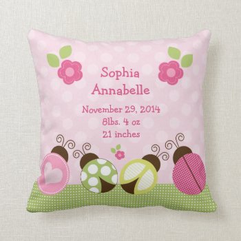 Personalized "pretty Ladybugs & Flowers" Pillow by Personalizedbydiane at Zazzle