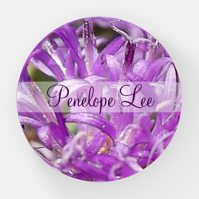 Personalized Pretty Lavender Wild Flowers Paperweight (Front)
