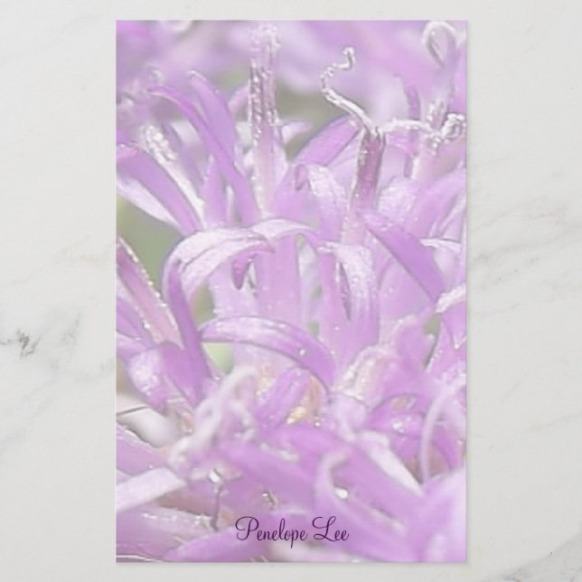 Personalized Pretty Lavender Wild Flowers Stationery (Front)