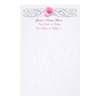 PERSONALIZED Pretty Linen Pink Rose Stationery Customized Stationery
