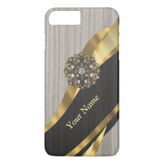 Personalized pretty modern faux wood iPhone 8 plus/7 plus case