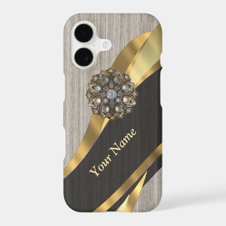 Personalized pretty modern faux wood iPhone 17 case